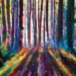 A colorful forest path with light streaming through the trees, symbolizing the journey of life and the beauty found in embracing challenges.